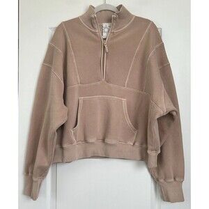OFFLINE by Aerie Cloud Fleece Pullover Quarterzip Sweatshirt Size Large Pink